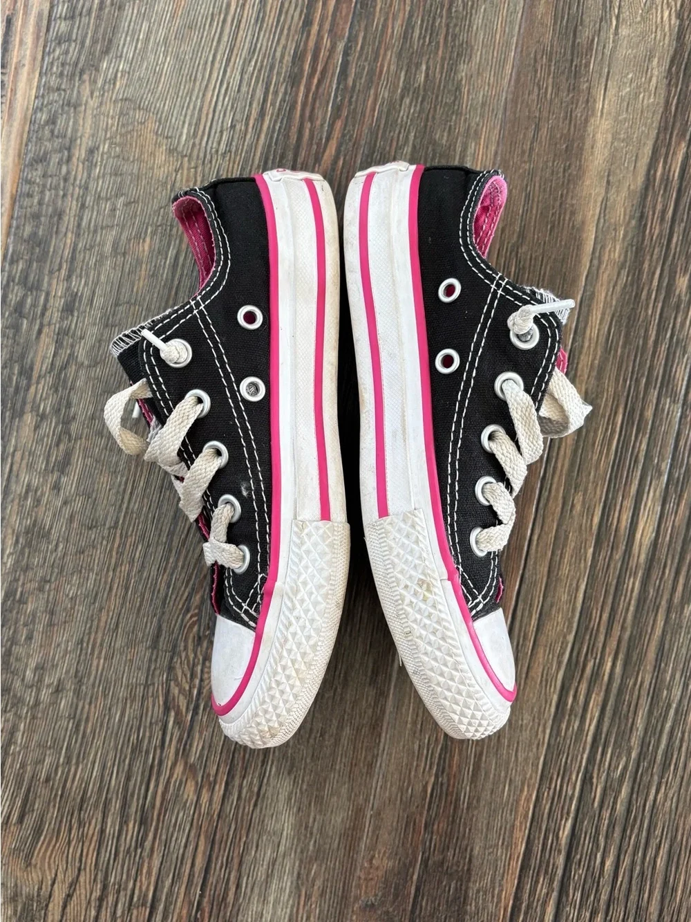 Converse Chuck Taylor Double Tongue Oxford Low Top Sneakers Jrs Sz 11 Black Pink